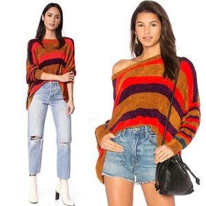Free People All About You Striped Chenille Ssweater Oversized